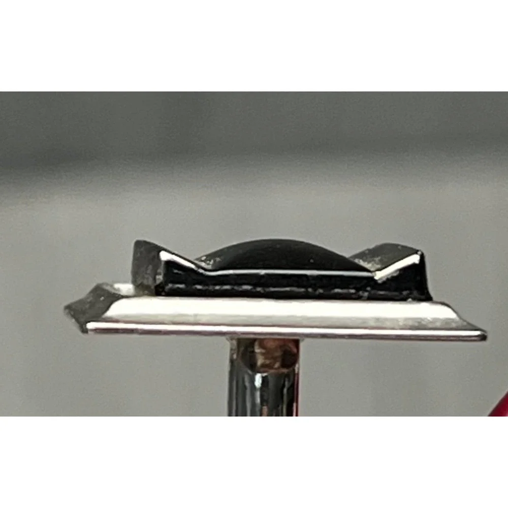 Mens Silver Tone Square Cufflinks Black Onyx Style Cabochon Dress‎ Shirt Pair